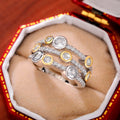 Floating Round Stone Multi-Row Ring In Three Metal Finishes view 2
