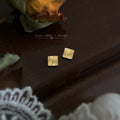 Gold Faceted Square Geometric Stud Earrings Sunburst Cut view 1