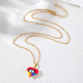 Gold Chain Enamel Heart Evil Eye Necklaces 4 Colors view 3