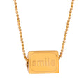 Gold Prism Pendant Necklace Smile And Smiley Face Engraving view 5