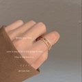Gold Tone Multicolor Baguette Fringe Adjustable Open Ring view 2
