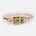 Olive Oval Three-Stone Ring In Rose And Silver Tones view 2