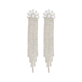 Crystal Dome Chain Fringe Statement Drop Earrings For Women view 5