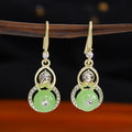 Four Color Double Circle Gold Tone Hook and Huggie Earrings view 4