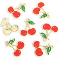 Red Cherry Enamel Charms in Gold Tone and Silver Tone view 3