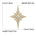 Eight Point Crystal Star Brooch in Silver and Gold Tones view 7