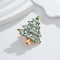 Green Silver Tone Christmas Tree Enamel Metal Brooch Pin view 5