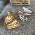 Polished Folded Wave Wide Open Cuff In Silver Tone Or Gold Tone view 1