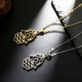 Rhinestone Hamsa Hand Pendant Necklaces in Two Finishes view 5