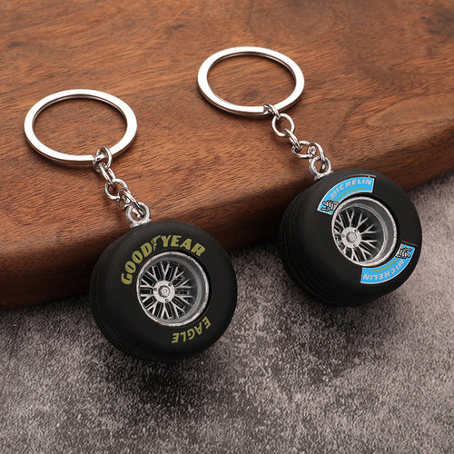 Car Tire Wheel Rim Model PVC Keychain Hanging Accessory