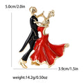 Enamel Dancing Couple Brooch Black Suit and Red Dress view 4
