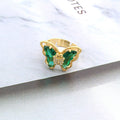 Gold Tone Crystal Butterfly Adjustable Open Rings in Twelve Colors view 8
