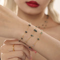 Green Crystal Chip Station Necklace Bracelet Gold Chain view 2