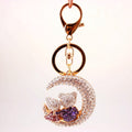 Rhinestone Couple Bears Crescent Moon Keychain Two Colors view 5
