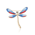 Enamel Dragonfly Brooch Blue Red or Green Gold Tone Pin view 1