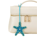 Rhinestone Beaded Starfish Pendant Necklace In Teal Blue view 5