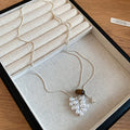Delicate Grape Cluster Necklace with Pearl Bead Charms view 6