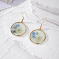 Gold Round Pressed Daisy Resin Drop Earrings 9 Colors view 6