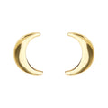 Polished Gold Crescent Moon Stud Earrings Smooth Metal view 5