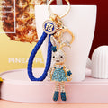 Crystal Long Leg Rabbit Keychains in Plain and Braided Loop Options view 6