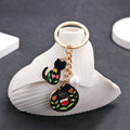 Black Cat Flower and Pearl Enamel Charm Keychain with Round Ring view 6