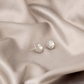 Silver Oval Crystal Halo Rhinestone Stud Earrings Pair view 4