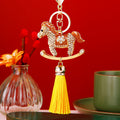 Crystal Rocking Horse Keychains with Long Color-Matched Tassels view 6