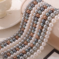Imitation Pearl Bead Necklace White Gray Mixed 8 10 12mm view 4