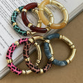 Gold-Tone Acrylic Tube Bracelets Marbled and Leopard view 2