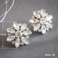 Silver Tone Marquise Stone Floral Cluster Stud Earrings view 4