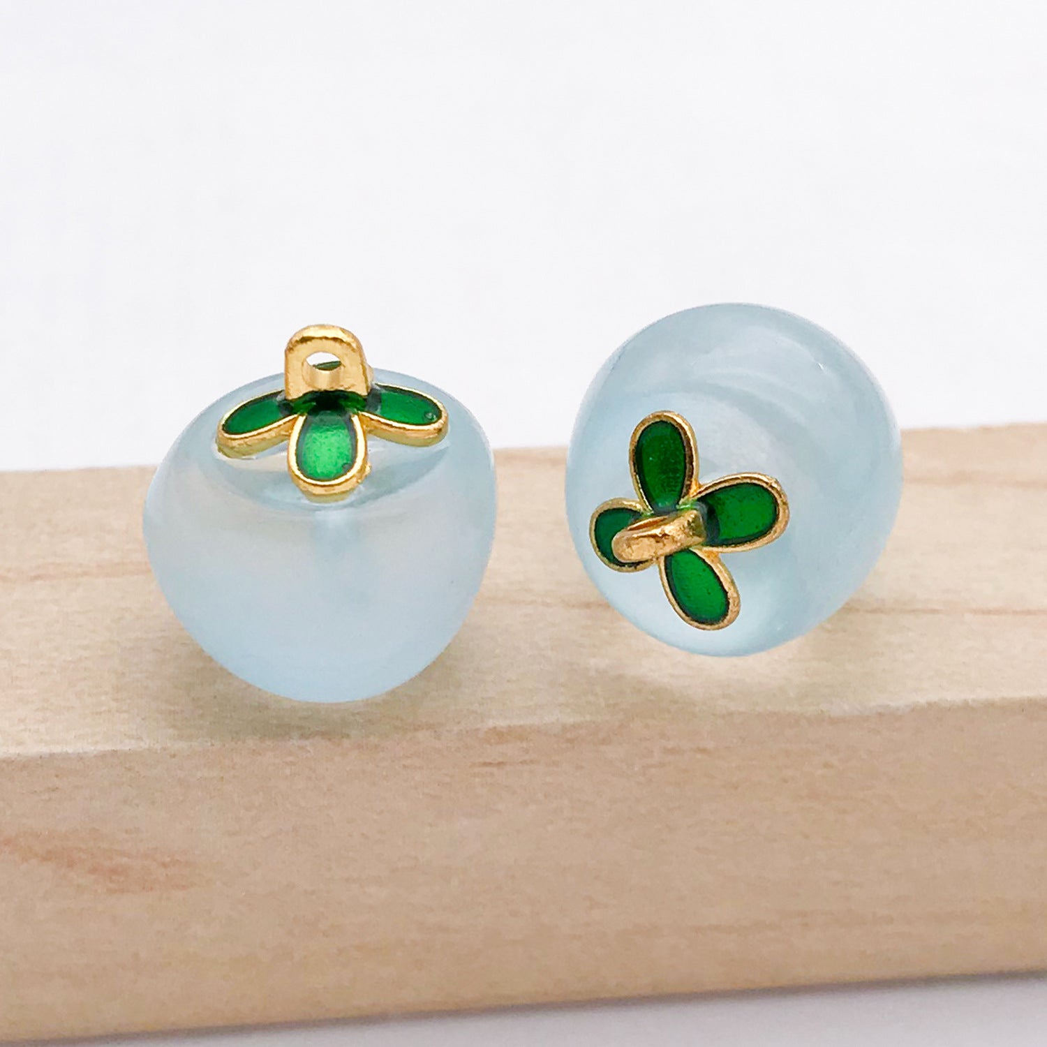 Transparent Glass Apple Charm Pendant for Necklace, Earrings and Phone Chain Making