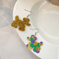 Colorful Fleur de Lis Glitter Look Novelty Hook Earrings view 4