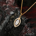 Gold Tone Marquise Double Loop Pendant Necklace With Stones view 2