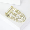 Rectangular Crystal Bar Brooch With Layered Chain Fringe view 3