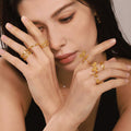Openwork Metal Fashion Rings Butterfly Rose Wave And Bands view 3