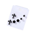 Black Tone Mixed Motif Stud Earring Three Pair Sets view 5