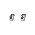 Silver Tone Mirror Polished Rounded Teardrop Stud Earrings view 5