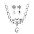 Black Silver Tone Swan Crystal Four Designs Metal Necklace view 6