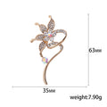 Rhinestone Flower Stem Brooch AB Crystal Gold Silver Pin view 5