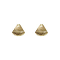 Gold And Silver Tone Ridged Shell Fan Stud Earrings In Two Colors view 5