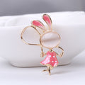 Jump Rope Bunny Brooch Cat Eye Face Enamel Dress Pin view 7