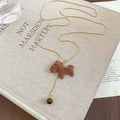 Brown Flocked Horse Pendant Lariat Necklaces in Two Shades view 6
