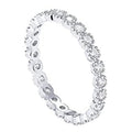 White Metal Bezel Round Eternity Band Ring Blue Clear view 2