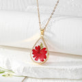 Gold Teardrop Dried Flower Resin Pendant Necklaces 18 Styles view 11