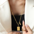 Long Paperclip Necklace Soul Mate Tag Rabbit Charm view 1