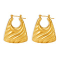 Wide Hollow Hoop Earrings Wave Texture Gold Silver Steel view 5