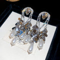 Crystal Teardrop Pearl Chandelier Earrings - 2 Styles view 6