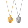 Concentric Oval Pearl Pendant Necklace Gold Silver view 5