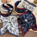 Fabric Floral Print Headband Scrunchie Lace Edge 2 Styles view 3