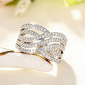 White Gold Tone Wave S Multi Band Pave Finger Ring Sizes 6-10 view 3